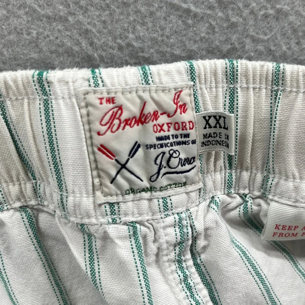 J Crew Pull On Shorts Mens XXL Red White Striped Cotton Preppy Oxford Lounge